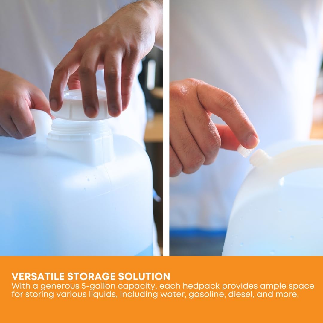 FastRack 5 Gallon Hedpak with Cap (Pack of 2) | BPA-free, Food-Grade, and Leak-P