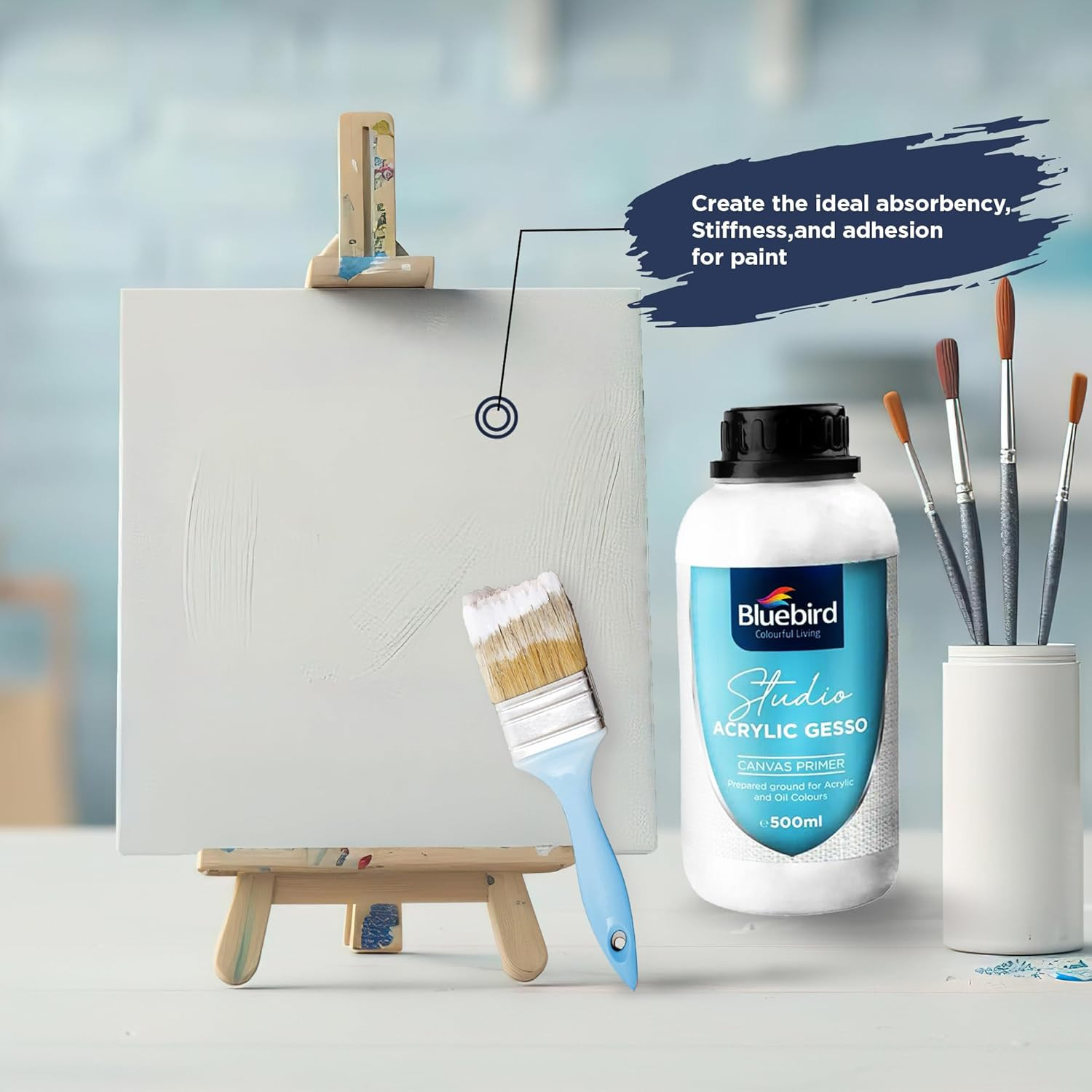 Studio Acrylic Gesso - 17 Fl Oz / 500ML White Liquid Gesso Primer for Arylic Pai