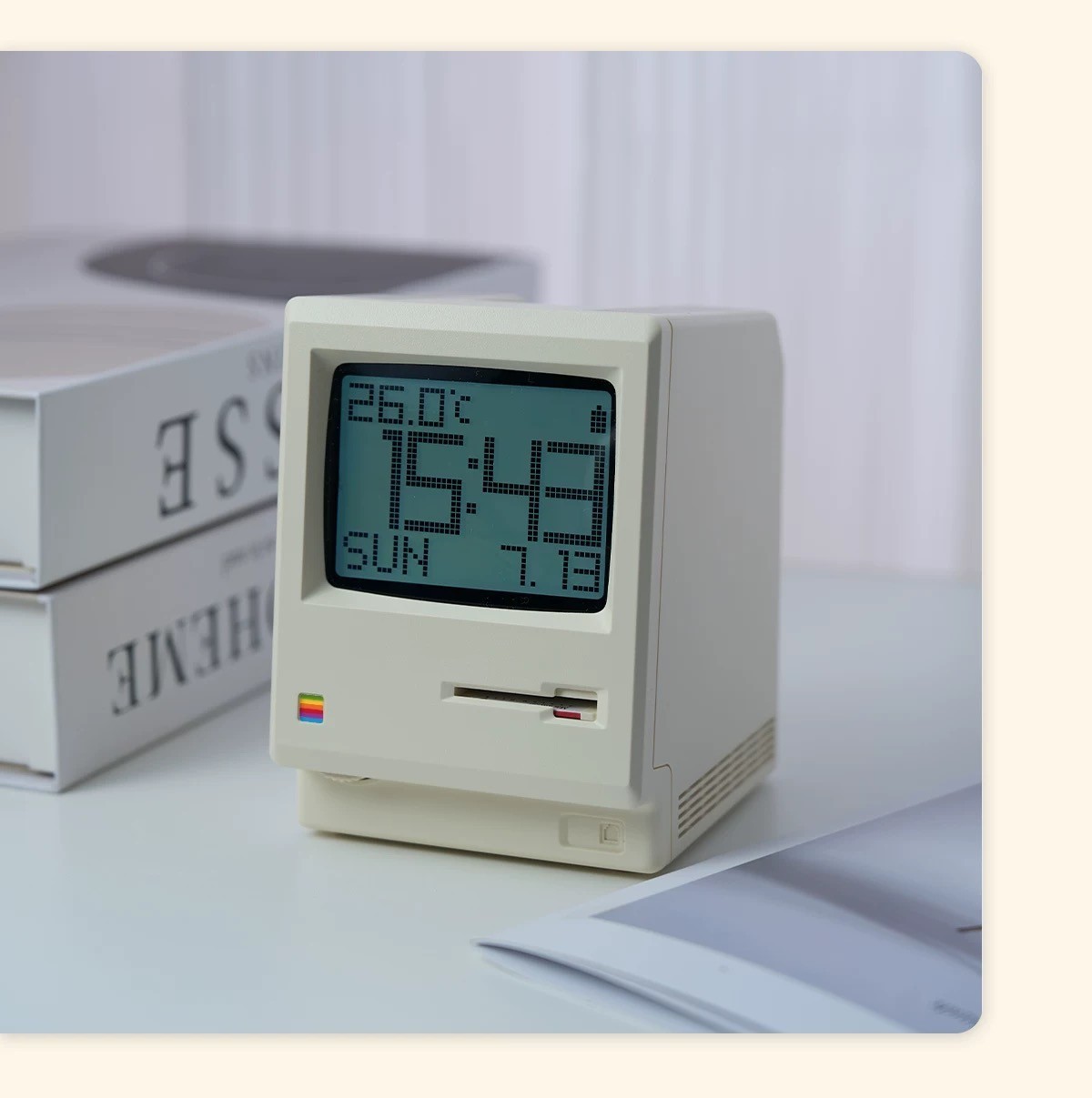 Retro Macintosh Digital Alarm Clock Maclock 80s Apple Mac Clock Rechargeable