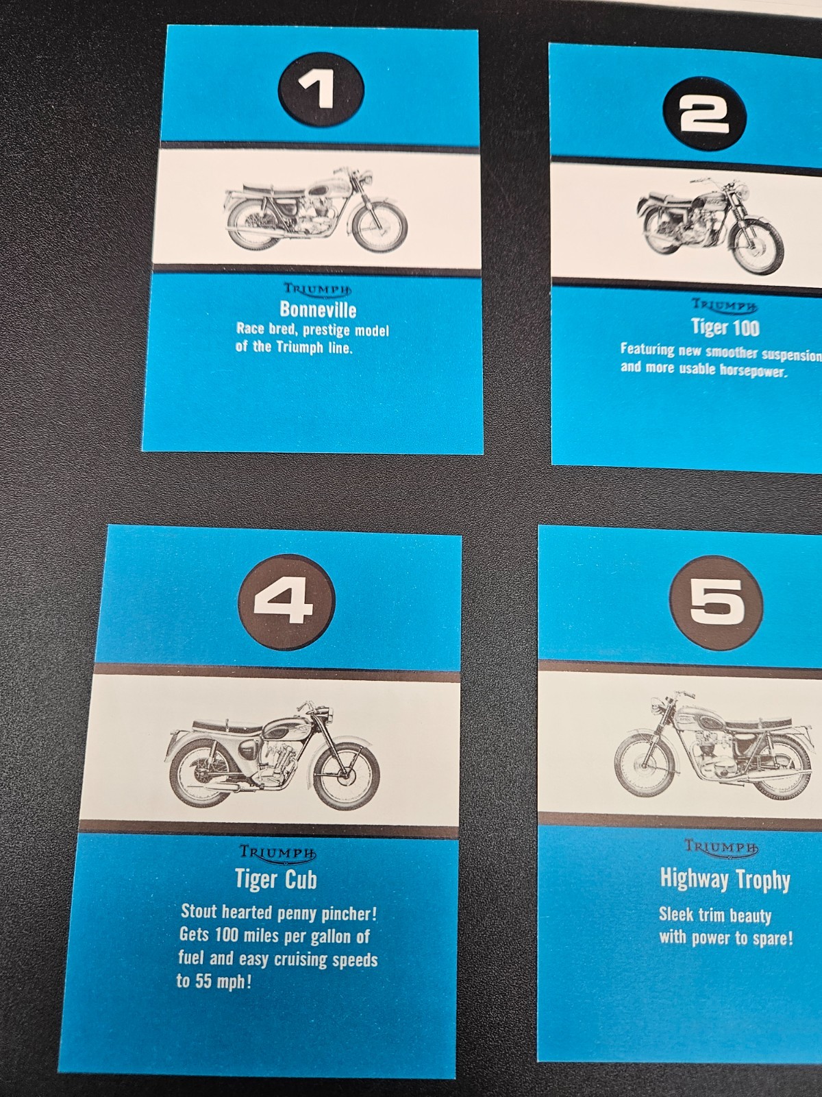 Triumph Motorcycle Magic Card Game Dealer Giveaway Set of 6 Cards