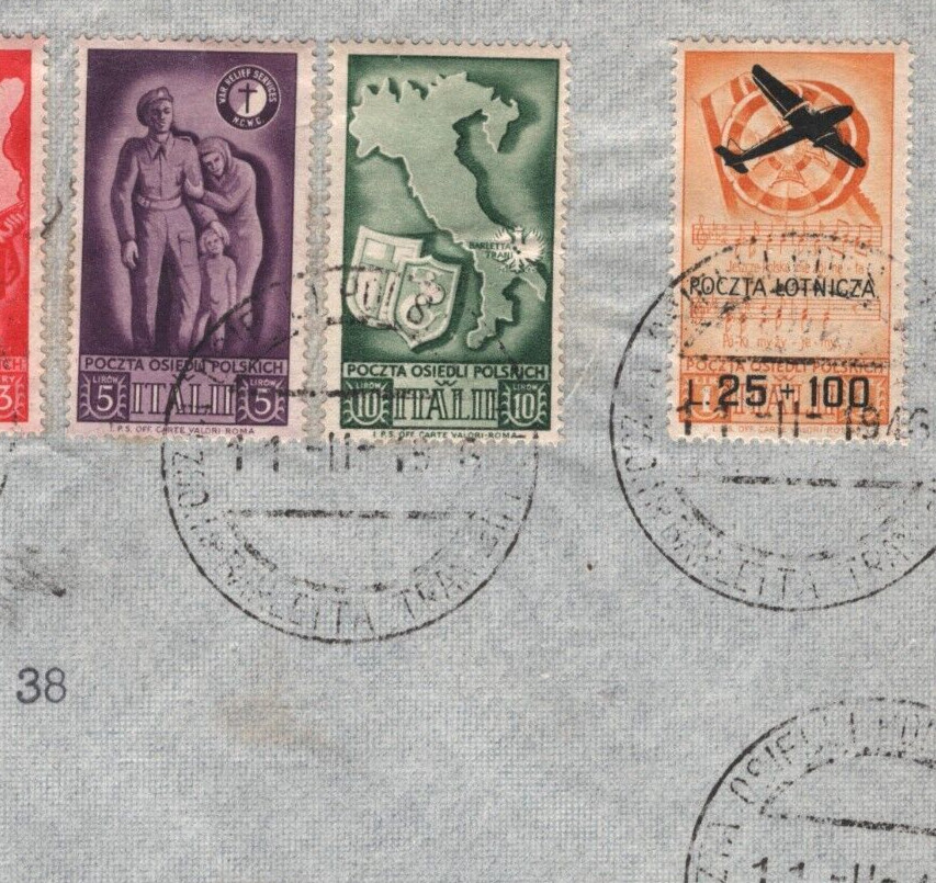 ITALY/POLAND Air (WW2) Cover POCZTA OSIEDLI POLSKICH ITALII 1946 Military MA1755