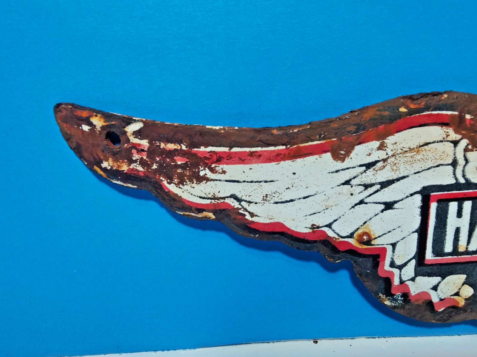 Vintage Harley Davidson Motor cycle Porcelain Enamel Bar Sign 10" x 3" Inches