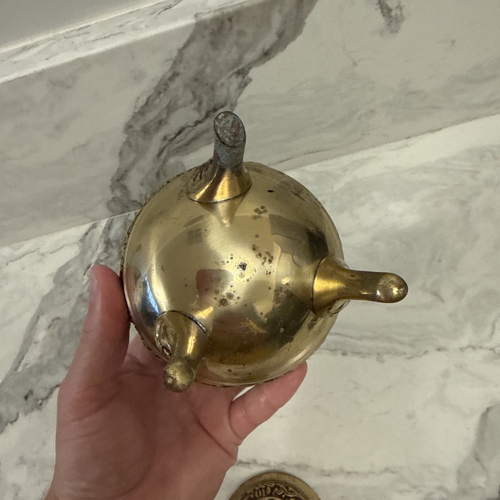 Old Chinese Metal Censer Foo Dog Dragon Motif Estate Find