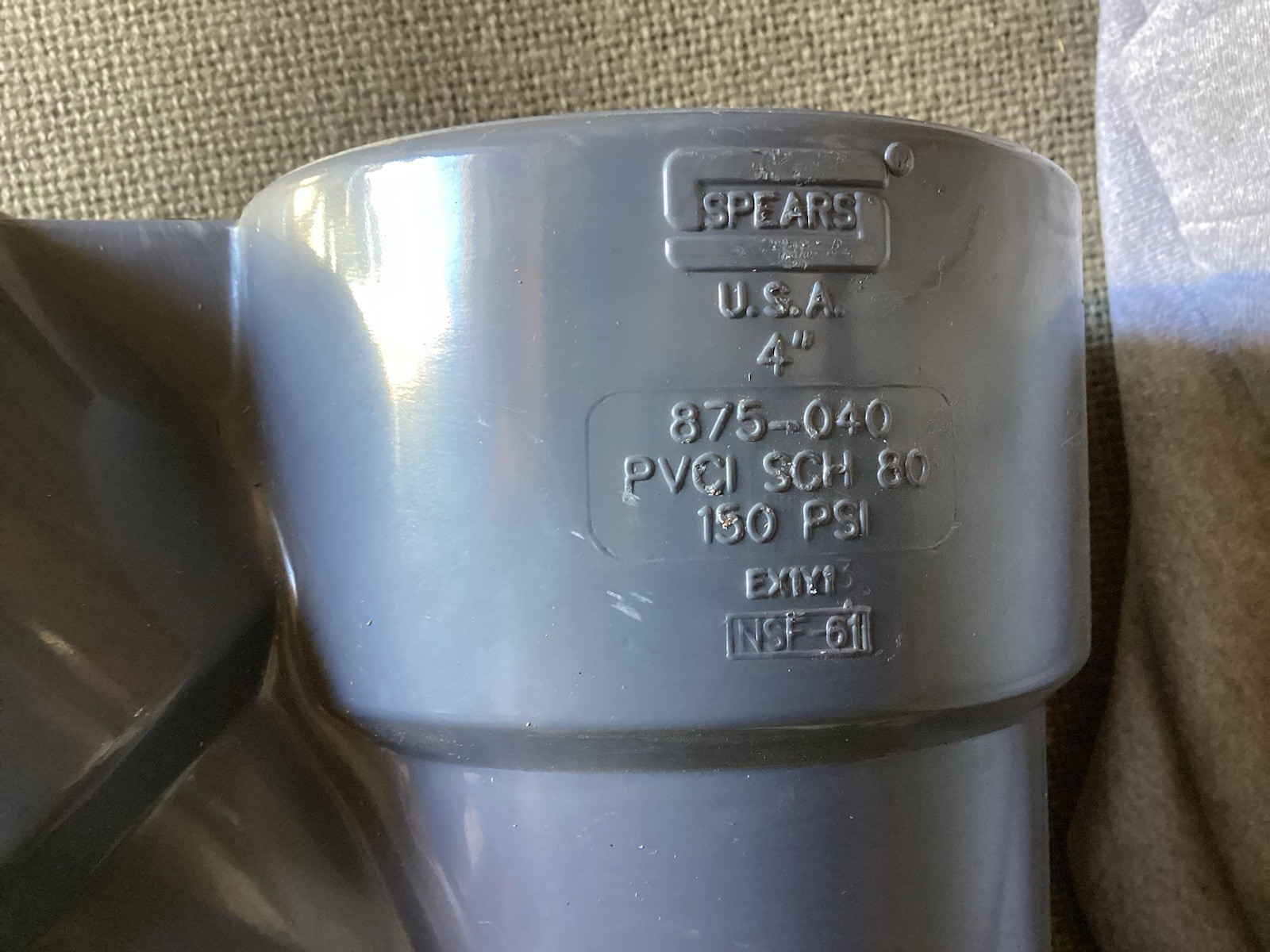 SPEARS 875-040 WYE 4 IN SCH 80 PVC 150 PSI