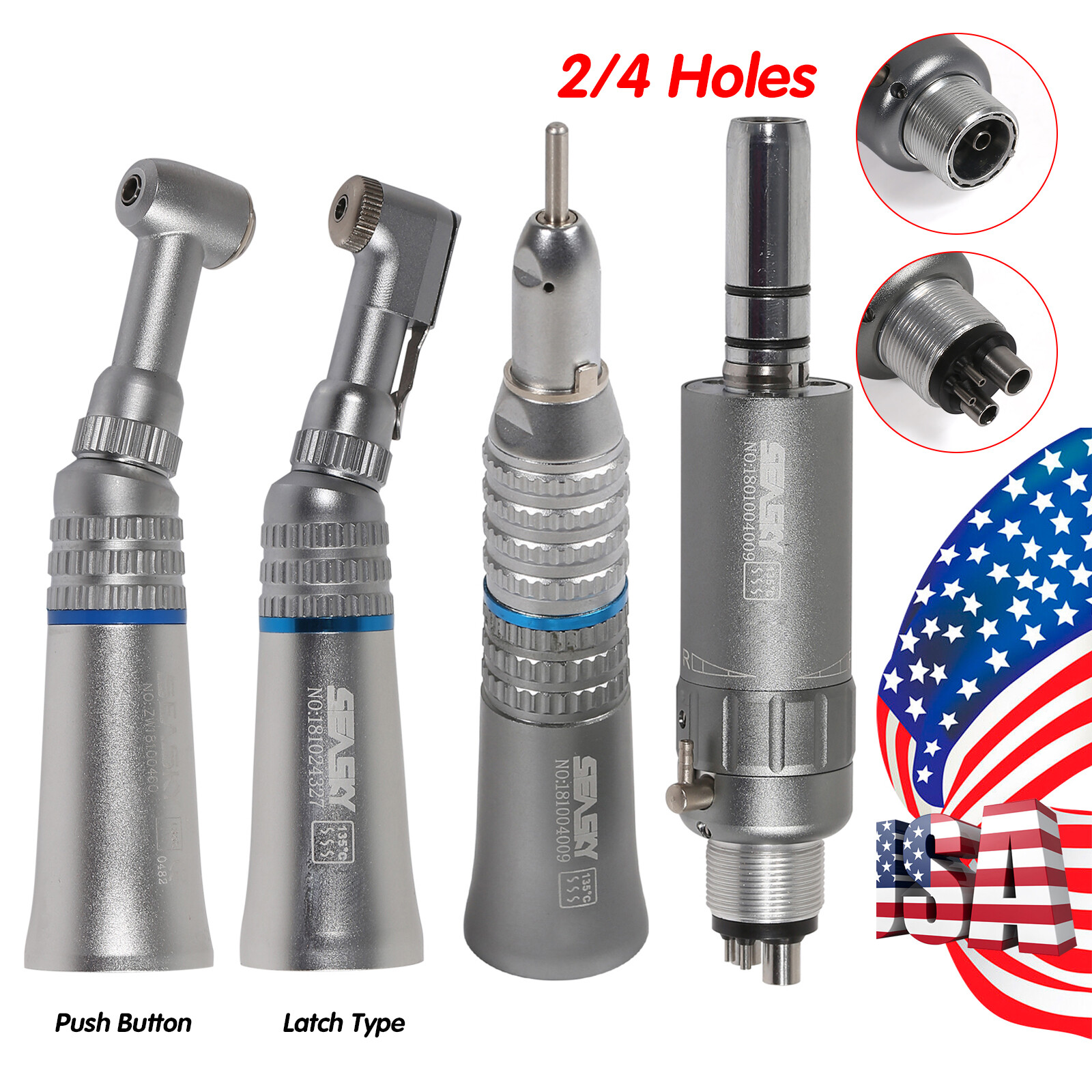 NSK Style Dental Slow Low Speed Handpiece Straight Contra Angle Air Motor 4 /2H