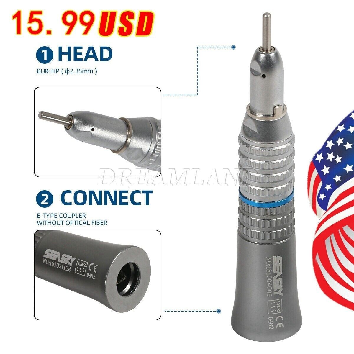 NSK Style Dental Slow Low Speed Straight Handpiece Nose Cone E-type SEASKY HP