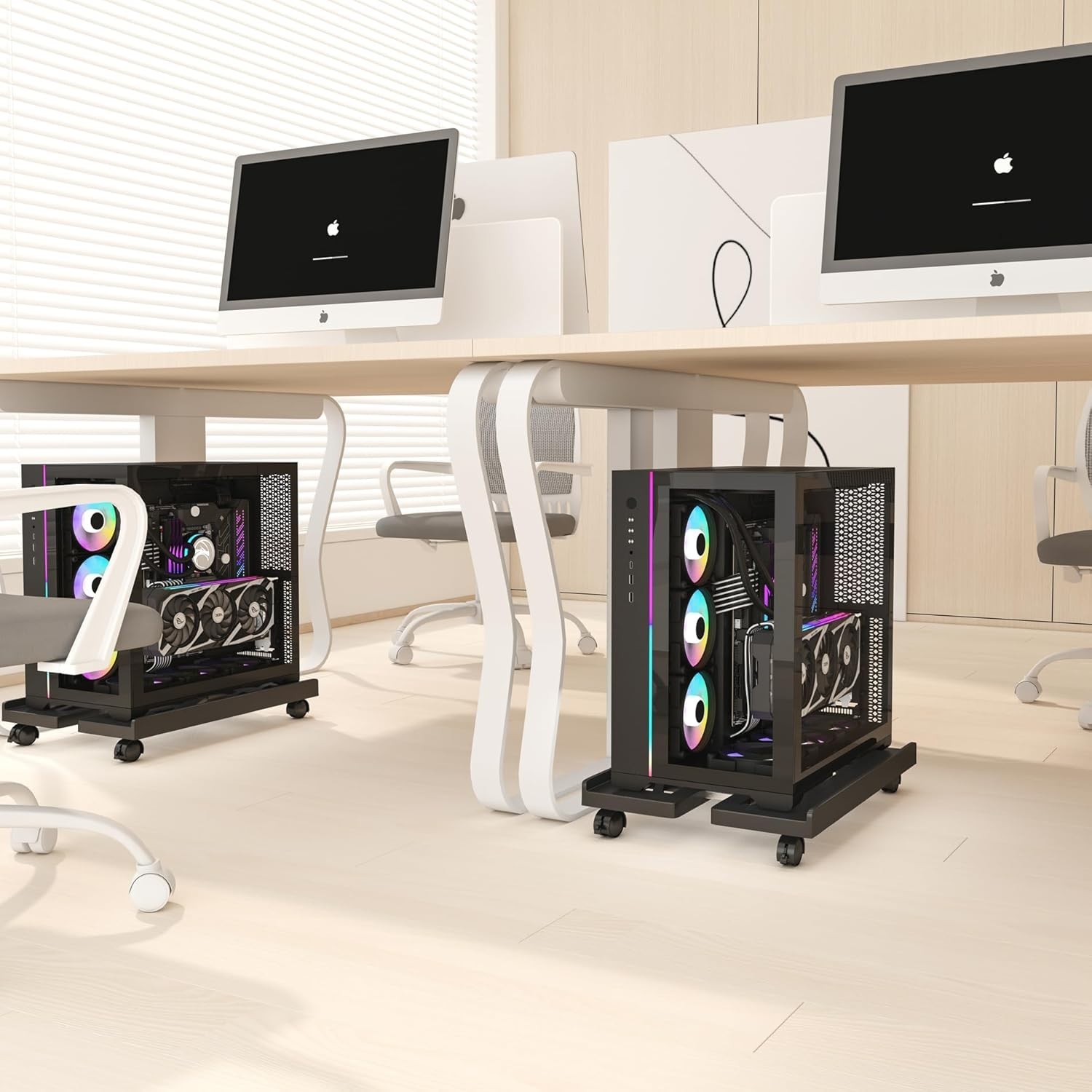 Mobile CPU Stand, CPU Rolling Stand Adjustable Computer Mobile Cart Holder with