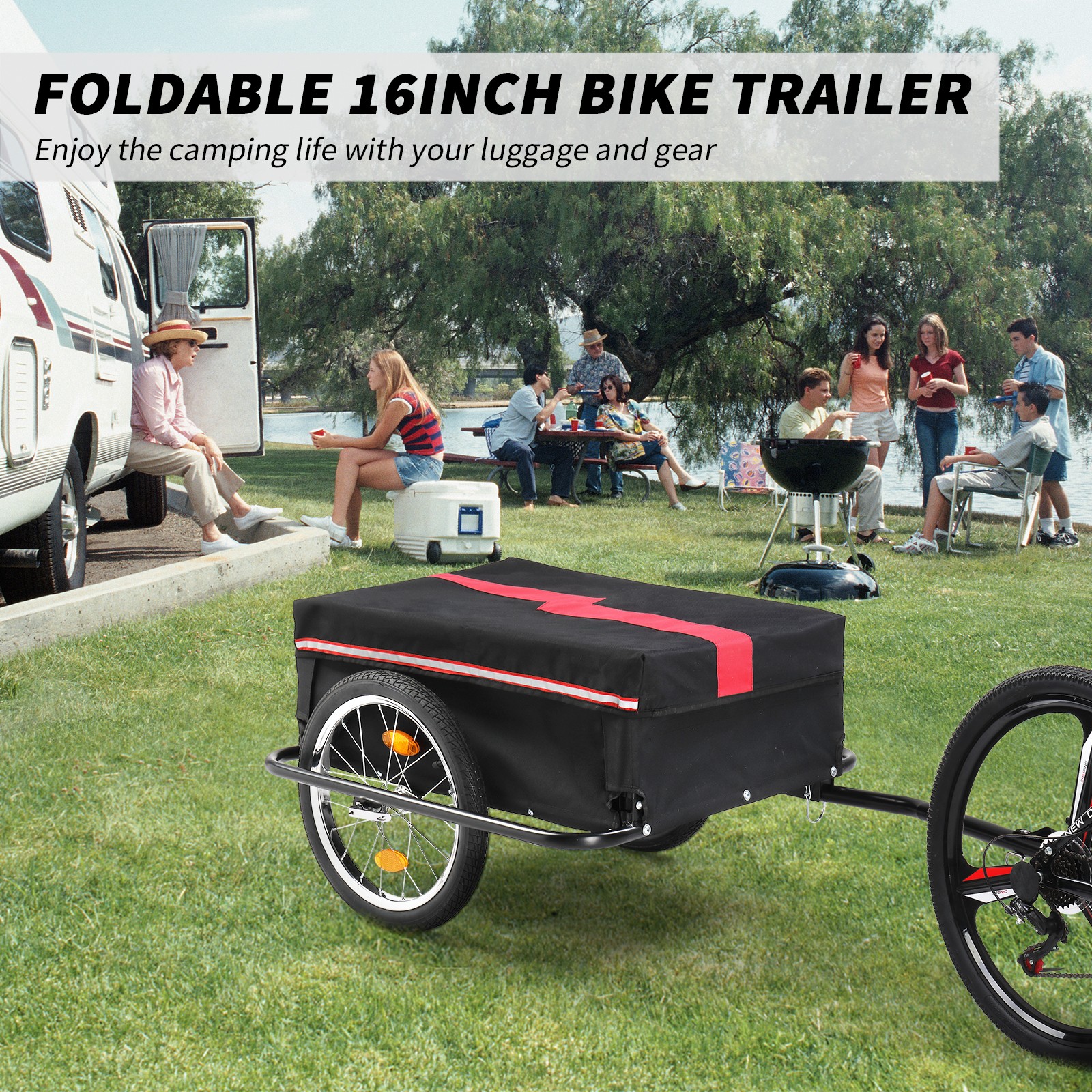 Bike Cargo Trailer Foldable Bicycle Cart Wagon Trailer with Waterproof Cover
