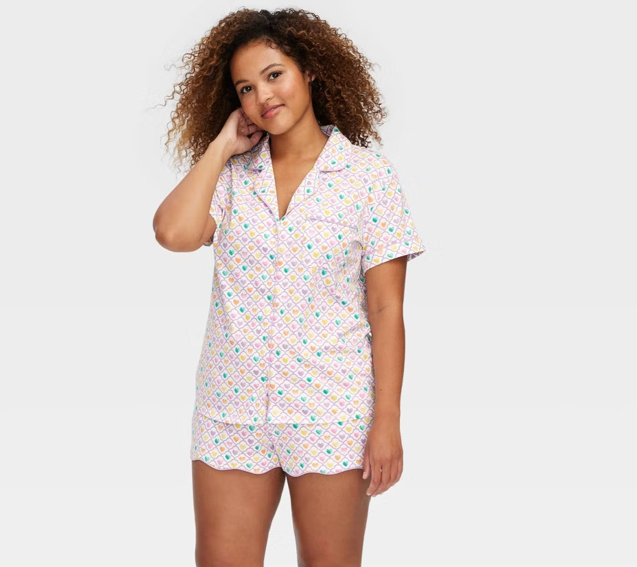 Women's Hearts Short Sleeves Shorts Pajamas Set Roller Rabbit x Target size M