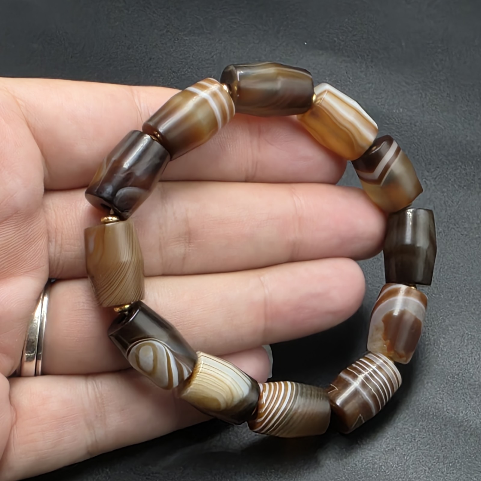 Antique Old Dzi Agate Tibetan Agate Beads Bracelet