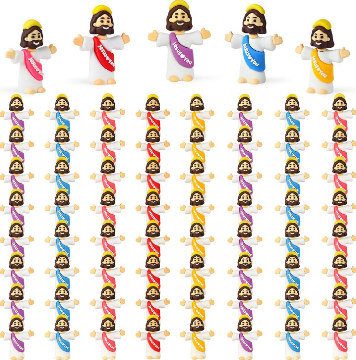 100 Pack Little Jesus Figures Loves You, Tiny Mini Jesus Figurines in Bulk