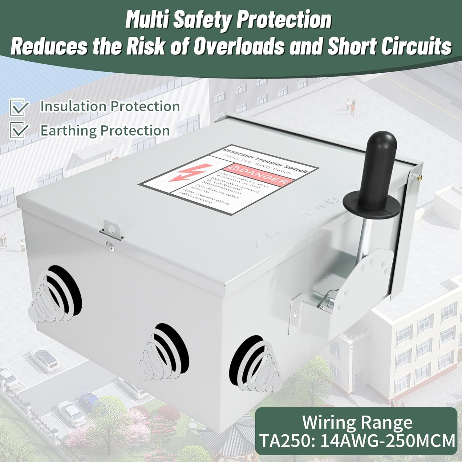 200-Amp, 3 Pole 120V/240V Generator Transfer Switch, 48000W Manual Transfer...