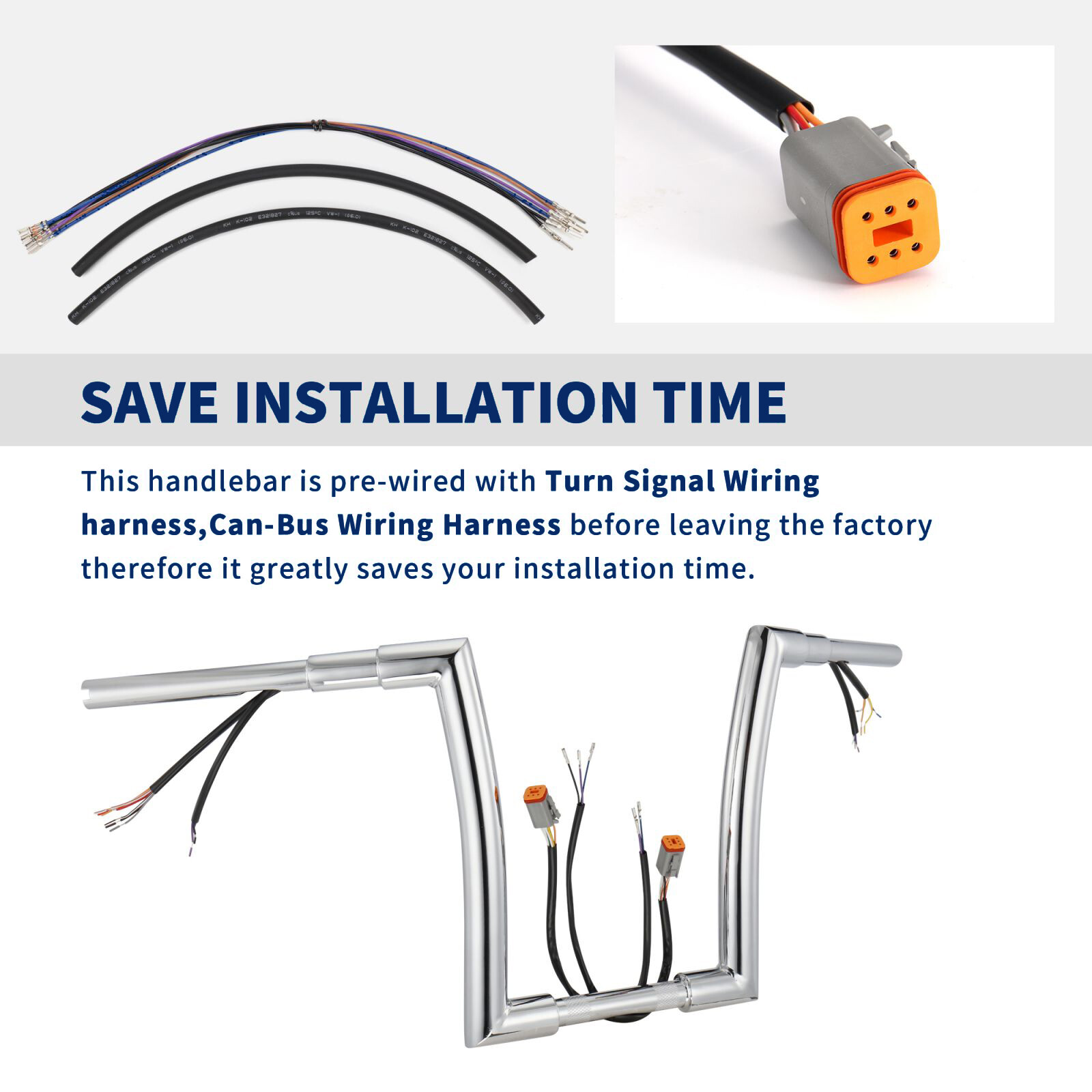 12" Prewired Ape Hanger 1.5" Fat Handlebar for Harley Softail Dyna FLHR 96-06