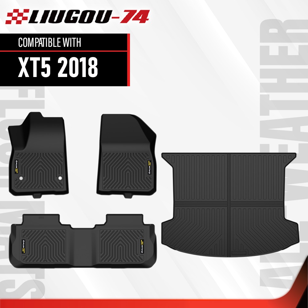 All Weather TPE Floor Mats & Trunk Cargo Liner Black Fit For Cadillac XT5 2018