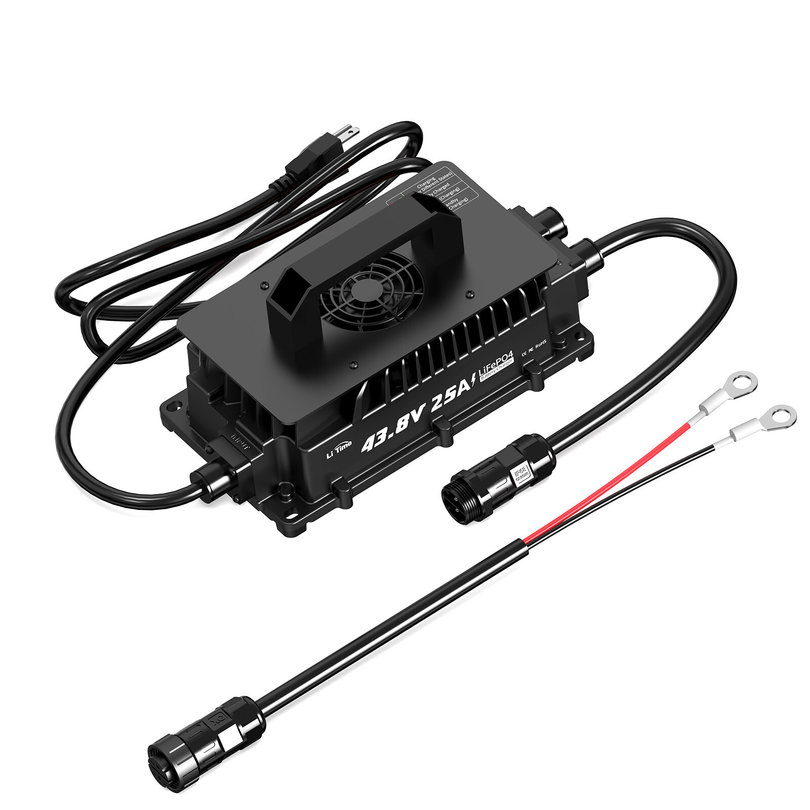LiTime 36V(43.8V) 25A Smart AC-DC Waterproof Charger for Lithium LiFePO4 Battery