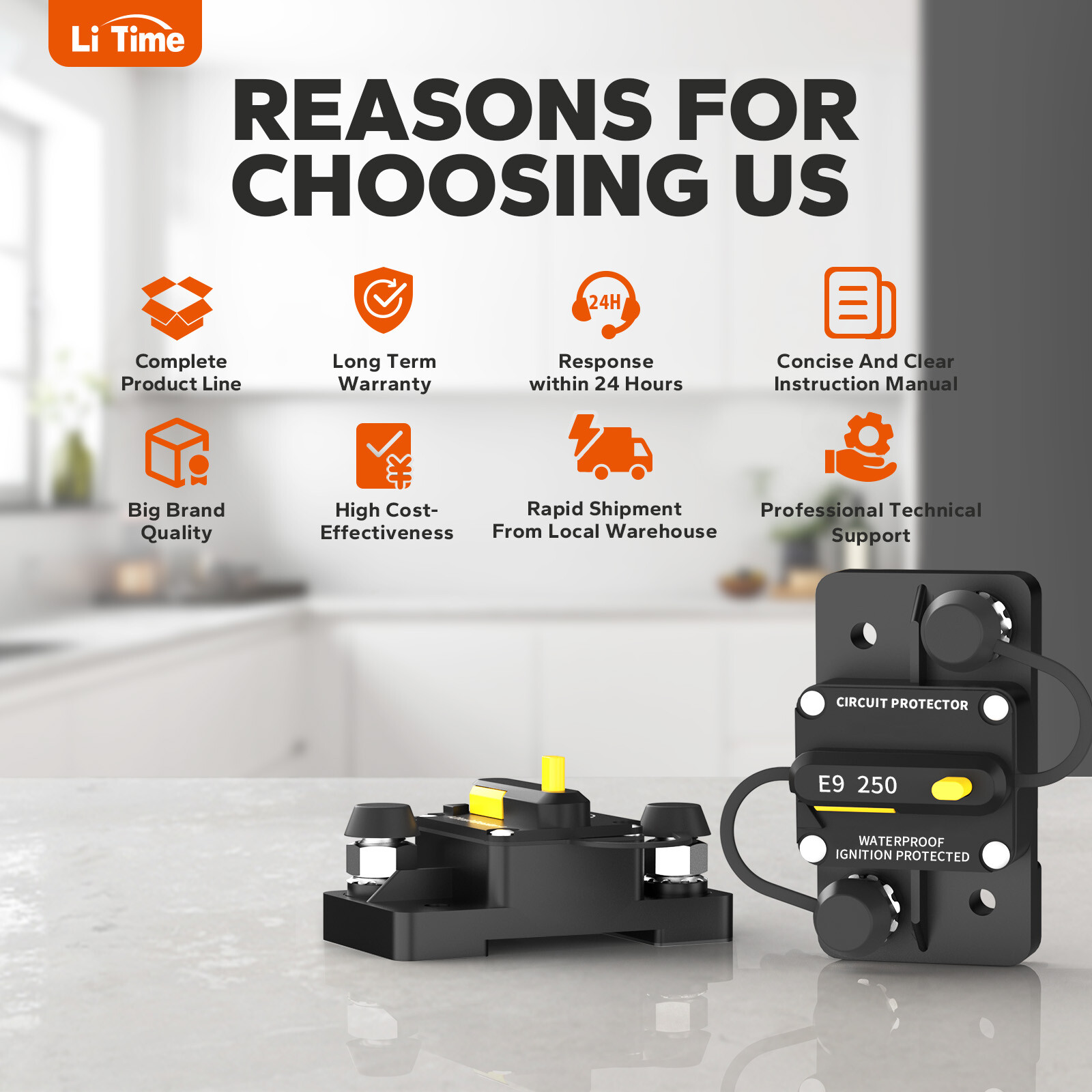 LiTime 250A Switchable Circuit Breaker for LiFePO4 Battery Easy to Install