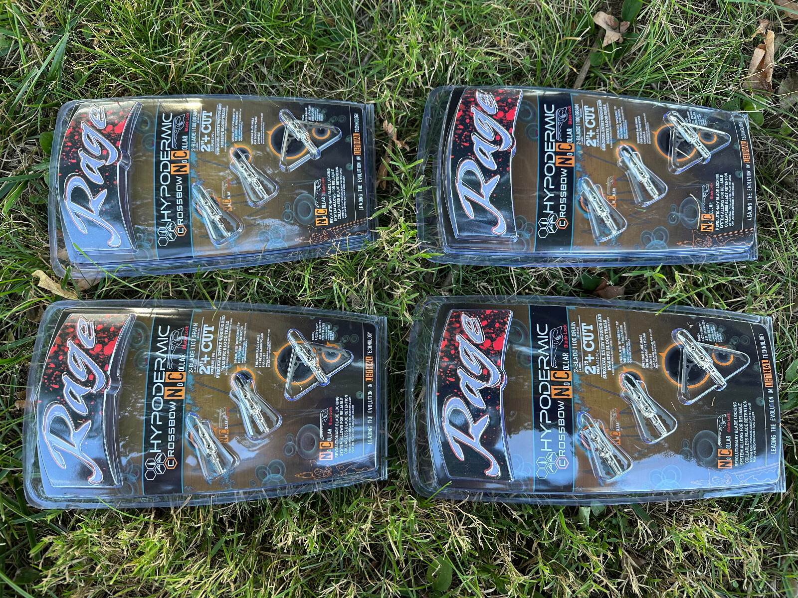 4 packs Rage CROSS BOW Hypodermic NC No Collar mechanical Broadheads 100 Grain