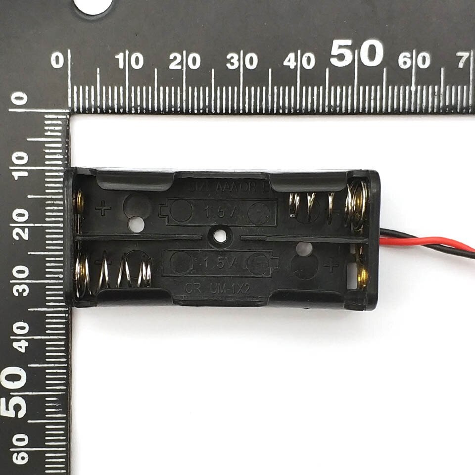 2x 2-AAA Slots Battery Spring Clip 3V Holder Case Plastic Storage Box + Wires