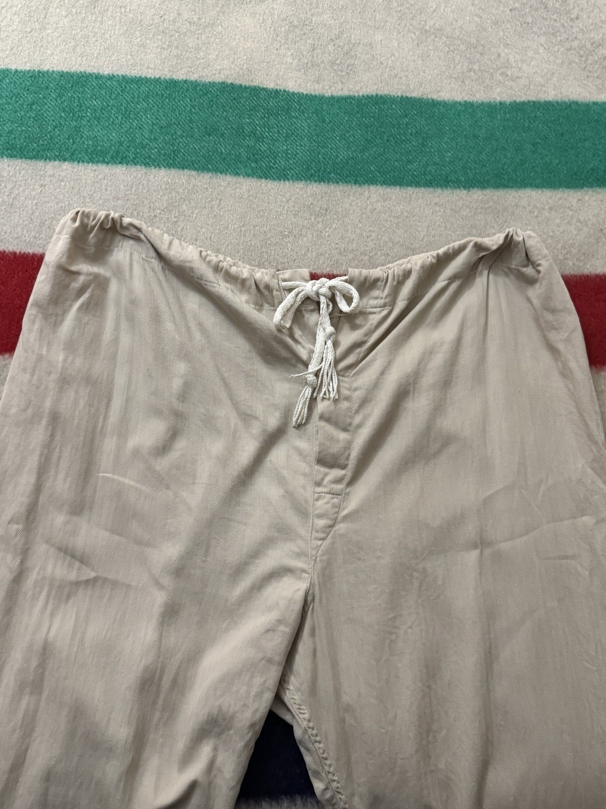 True Vintage 30s 40s WW2 HBT Herringbone Twill Lounge Pants 34 Waist Adjustable