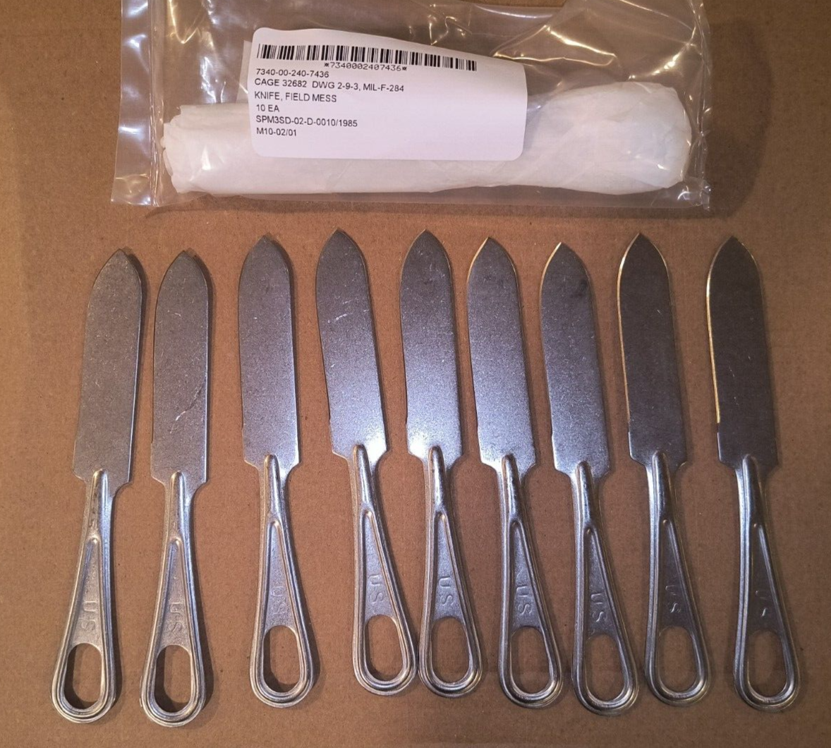 Mess Knife Military 10 Ea Stainless Utensil UTICA Silverware Utensil Shelby P38