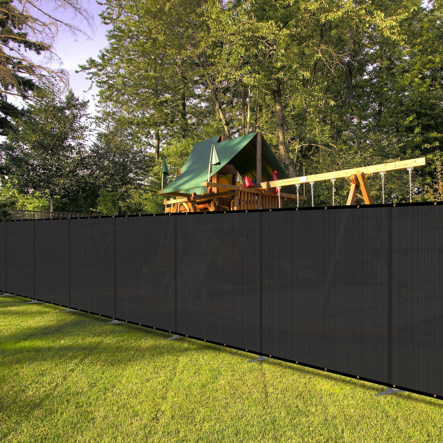 Outdoor Fence Privacy Screen Freestanding with Iron Poles Temporary Dog Fencing