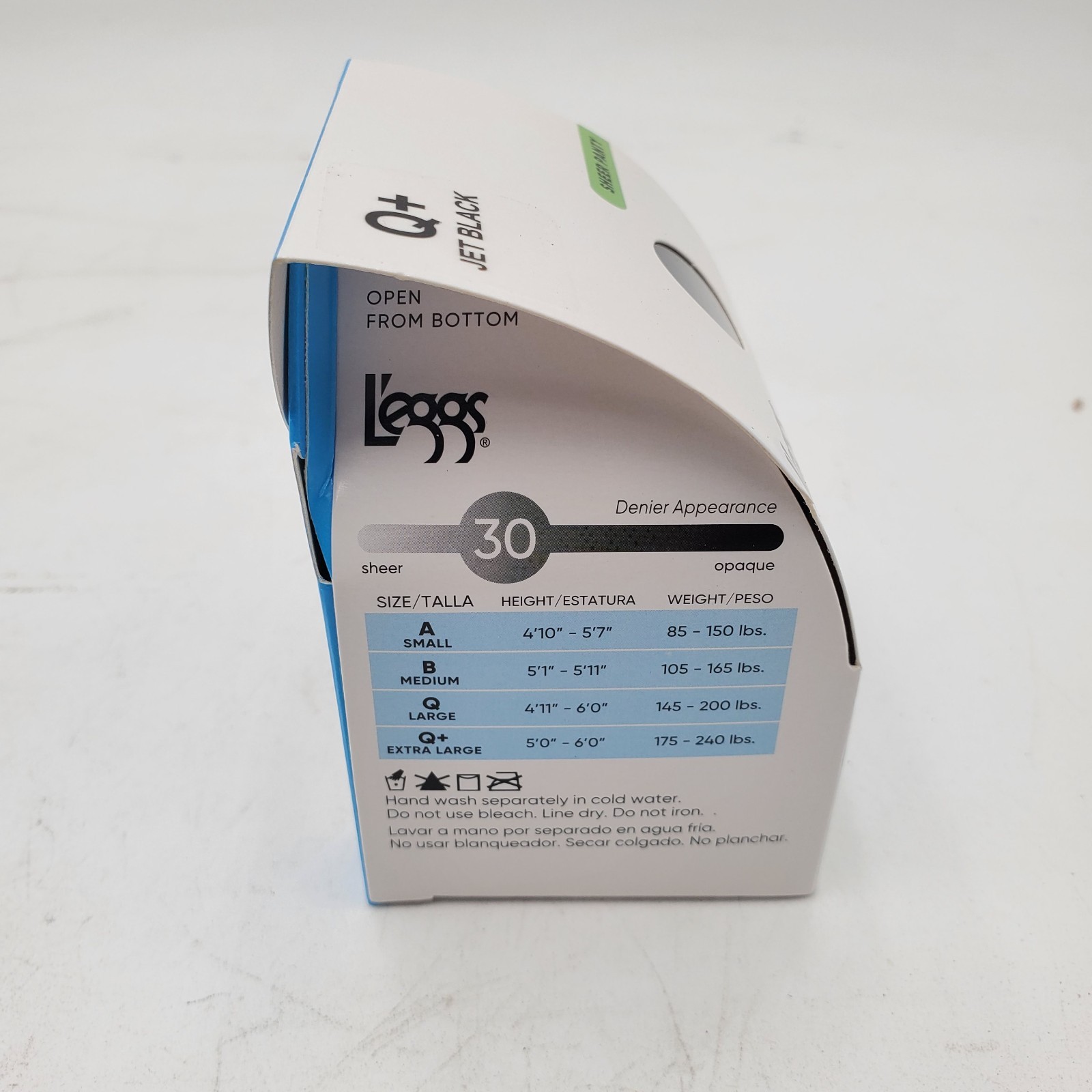 3 Pairs Leggs Sheer Energy Q+ Queen Plus XXL Jet Black Pantyhose Sheer Panty