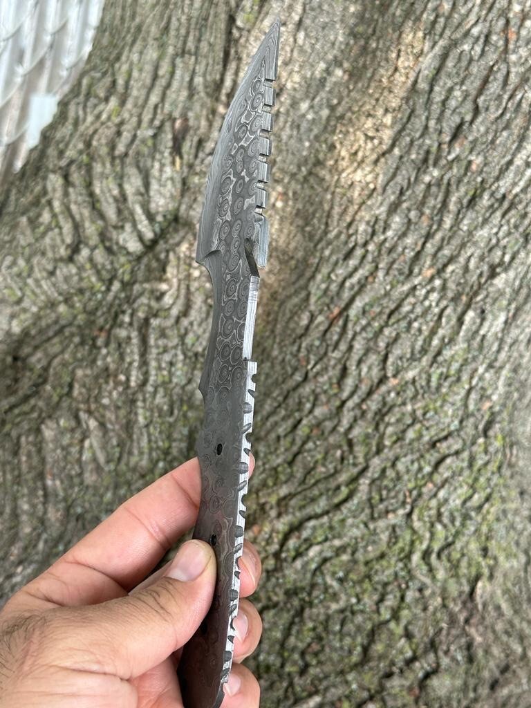 Custom Damascus Steel Hunting Tracker Fixed Blade Knife Blank Blade Full-tang