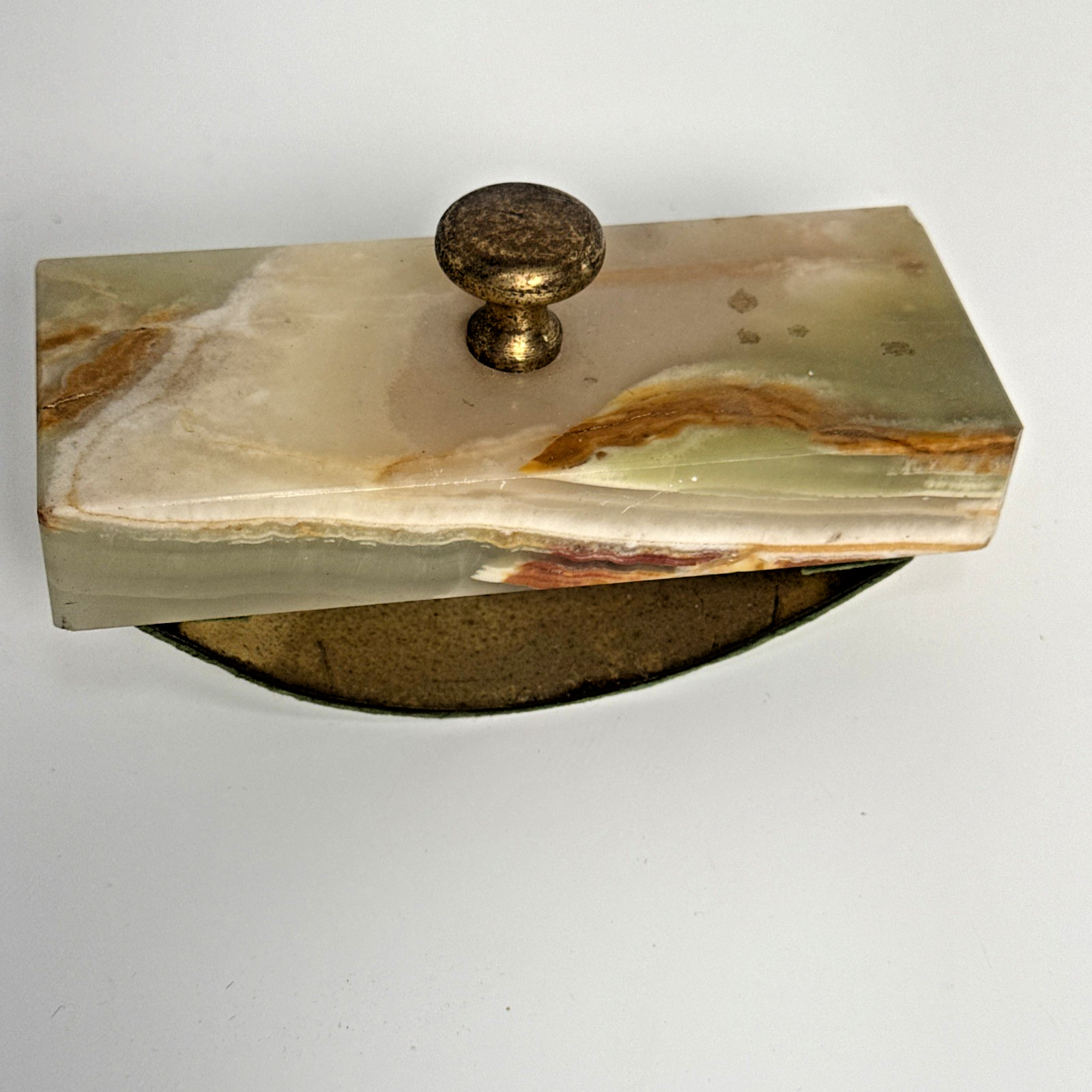 Onyx Italian Marble Rocker Desk Ink Blotter & Letter Opener