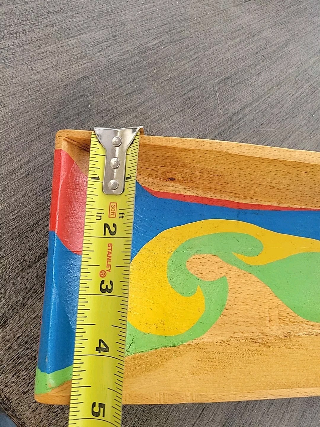 Vtg Folk Art Wooden Tole Grain Flour Scoop Painted Primitive Farm Core READ