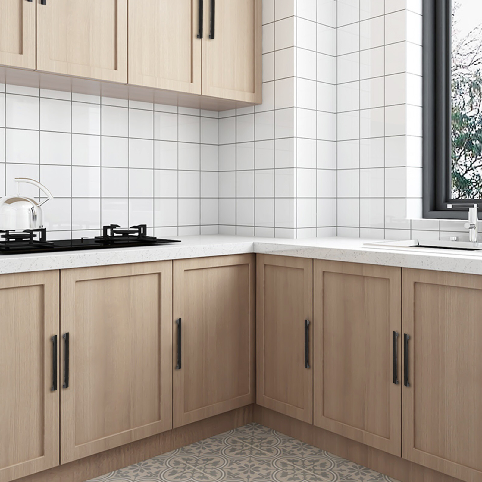 Modern Cabinet Handles Matte Black Kitchen Drawer Stainless Steel Square Pulls