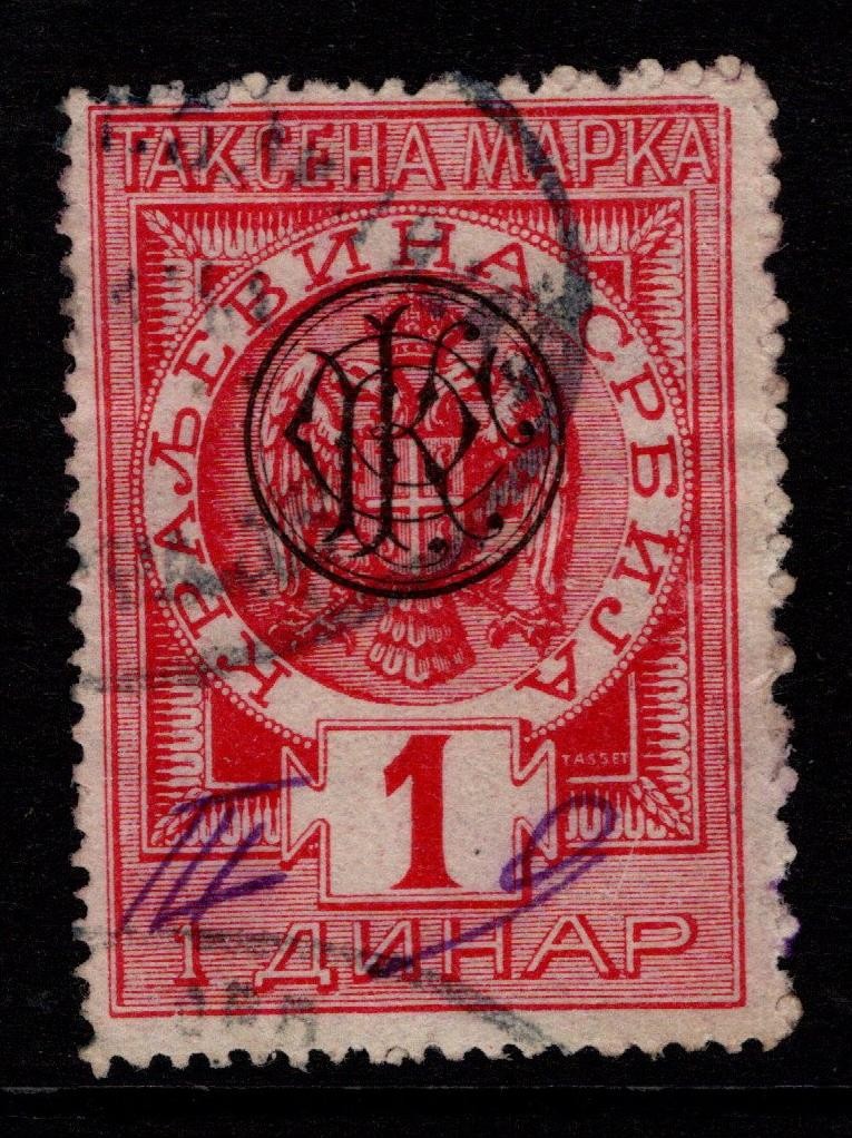 Serbia 1895 1d Revenue Used / Black Ovpt - S55023