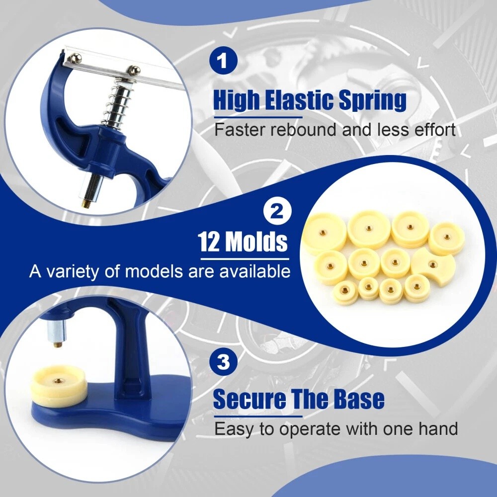 Fitting 18-50mm Watchmaker Tool Watch Press Set Crystal Glass Back Case Closer