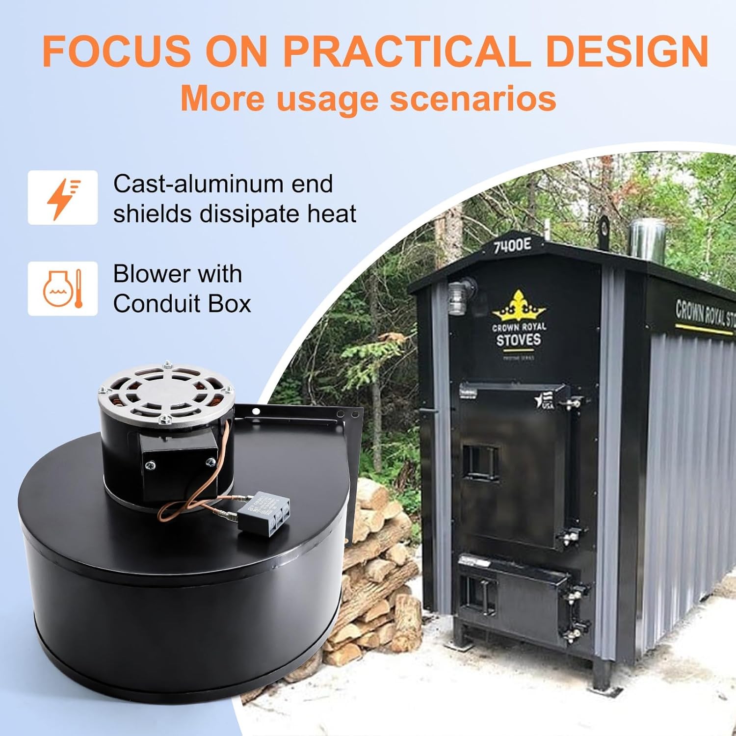 For Pellet Stoves,Wood Stoves,Furnaces,Fireplace Replacement Dayton 1TDT2 Blower