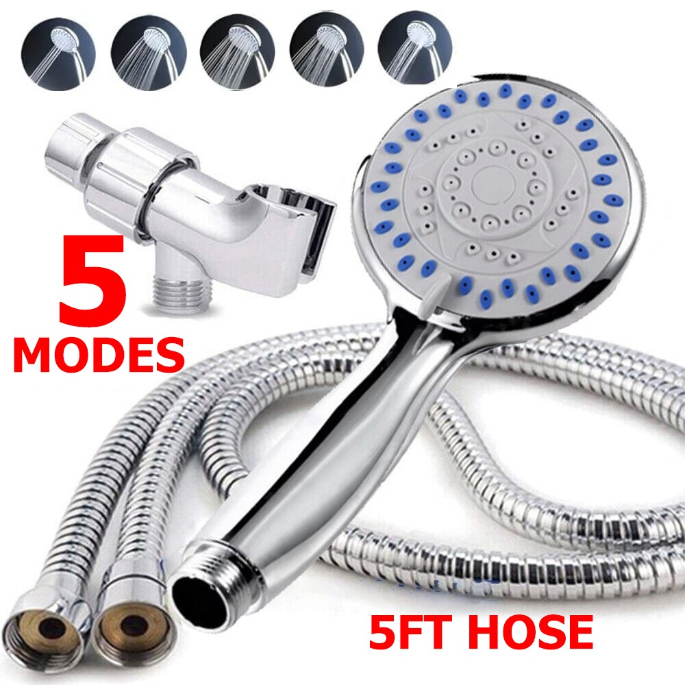 High Pressure Shower Head 5 Settings Handheld Shower Heads Spray With 5 FT Hose