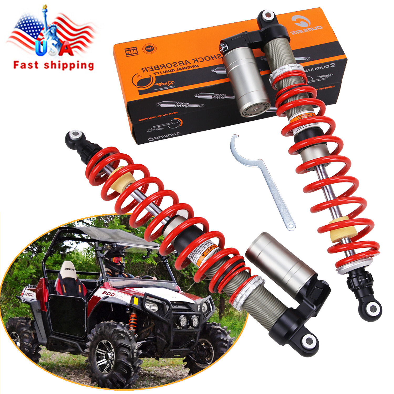 STAGE 3 REAR SHOCK ABSORBER SET FOR POLARIS RZR 800 S DUAL RATE FULLY ADJUSTABLE