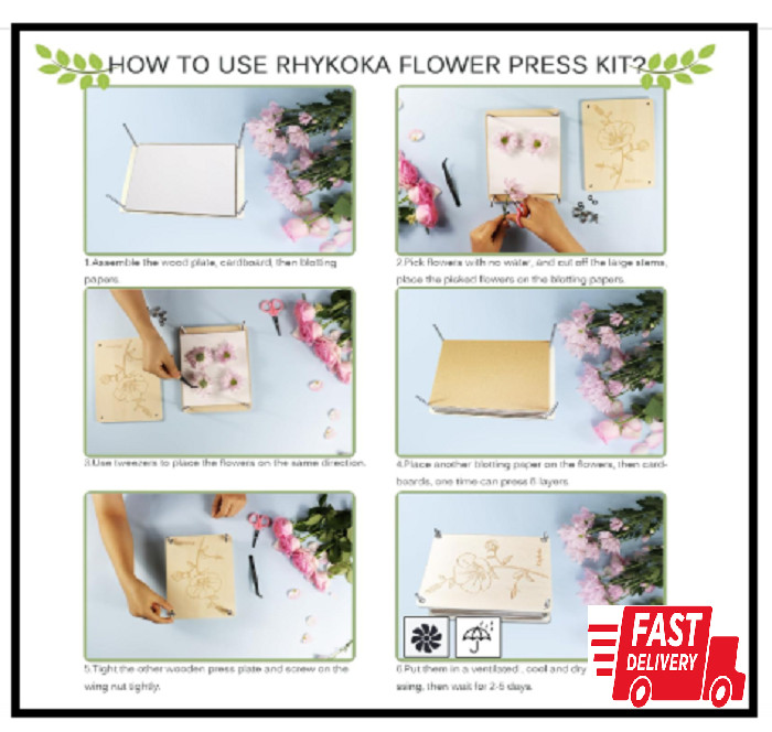 Professional Flower Press, 8 Layers 6.3x8.3 inch (16x21cm) Wooden Flower Pres...