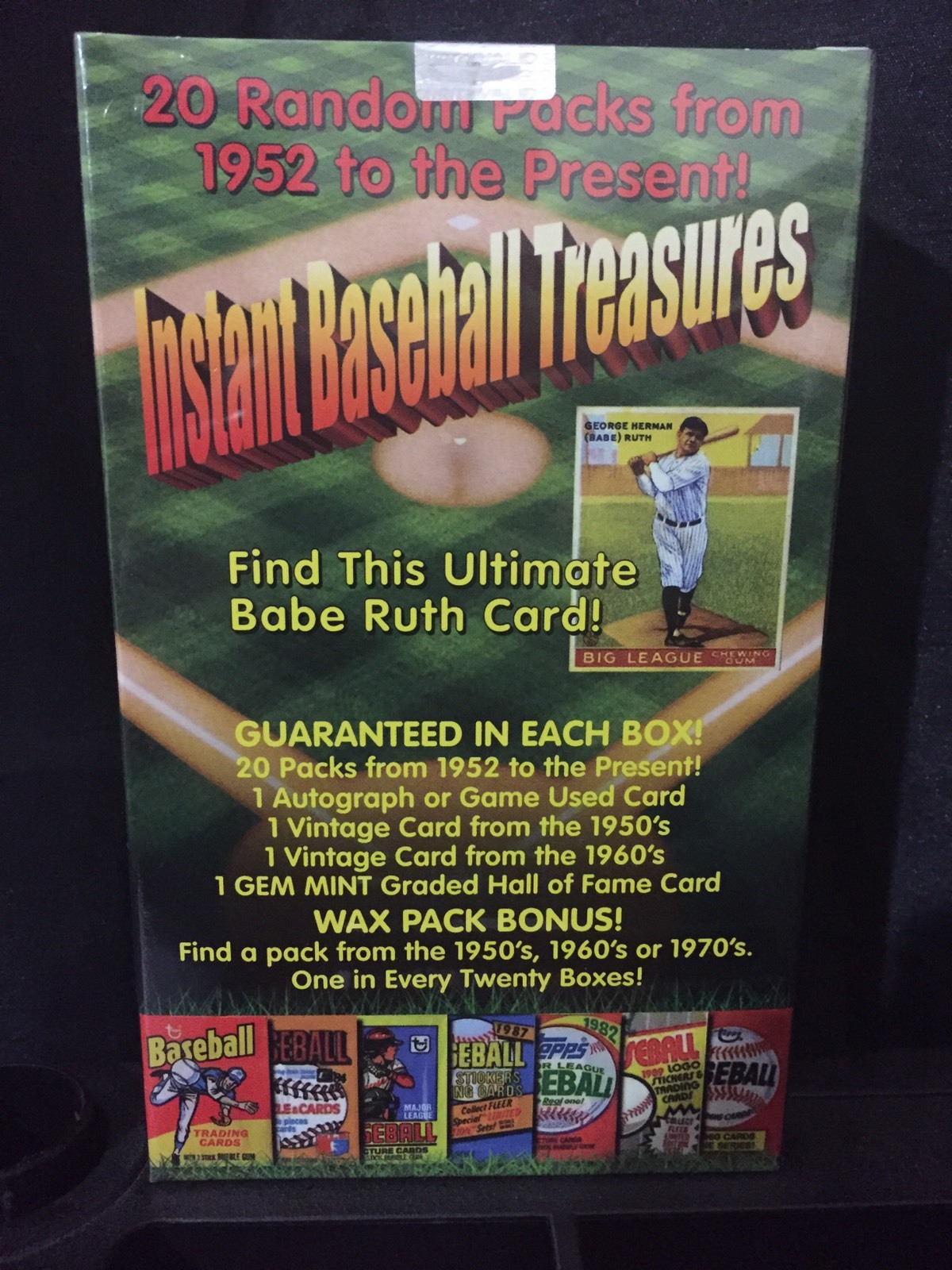 INSTANT BASEBALL TREASURES BOX - 20 UNOPENED PACKS - AUTO PATCH VINTAGE RUTH