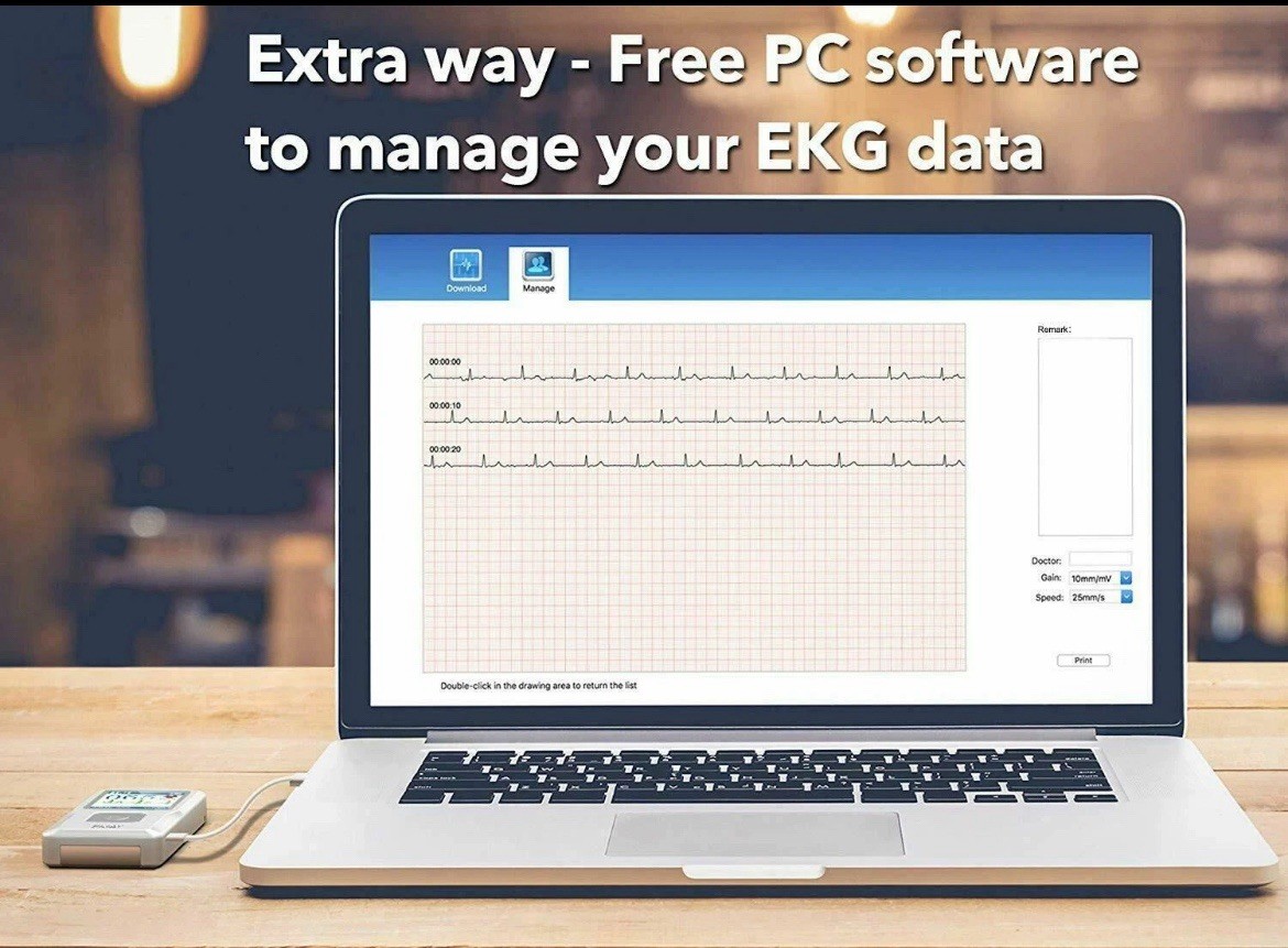 EMAY Bluetooth Portable ECG/EKG Monitor For iPhone & Android mac & Windows EMG20