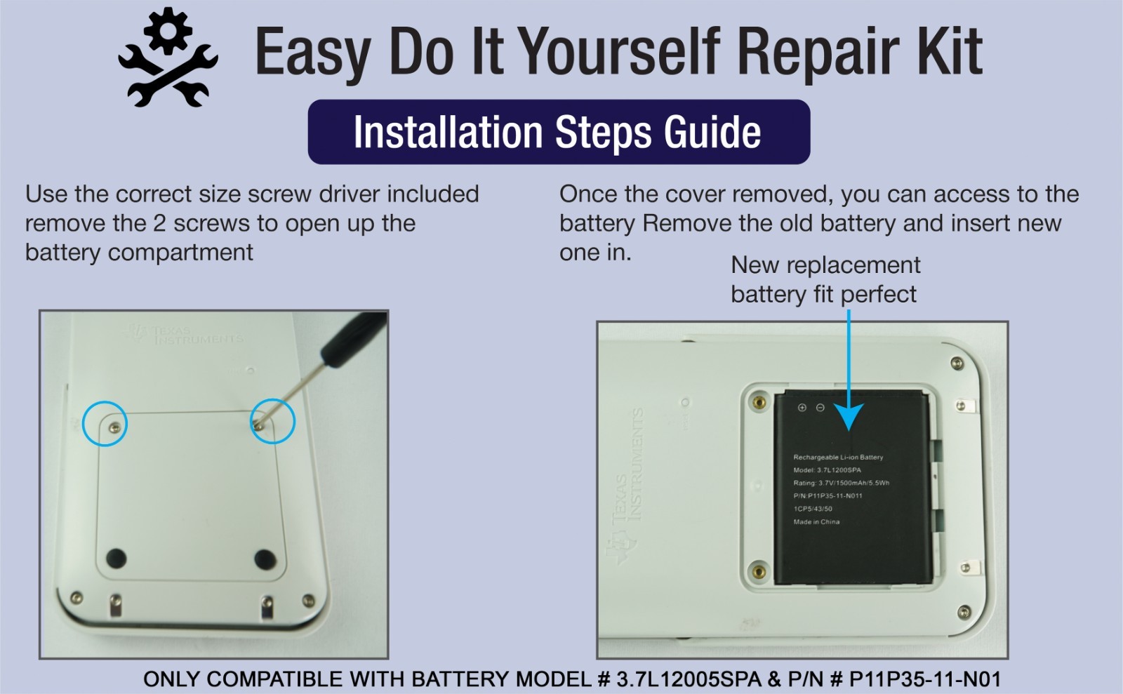 Battery Replacement For Texas Instruments TI-84 Plus CE C Calculator TI NSpire