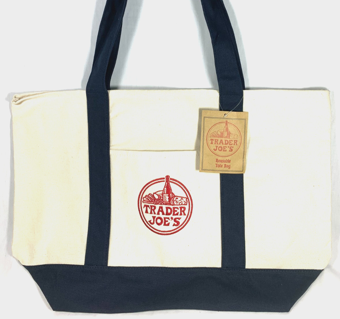 Trader Joe’s Canvas Tote Shopping Bag - LARGE CLASSIC NAVY BLUE - NEW with TAGS