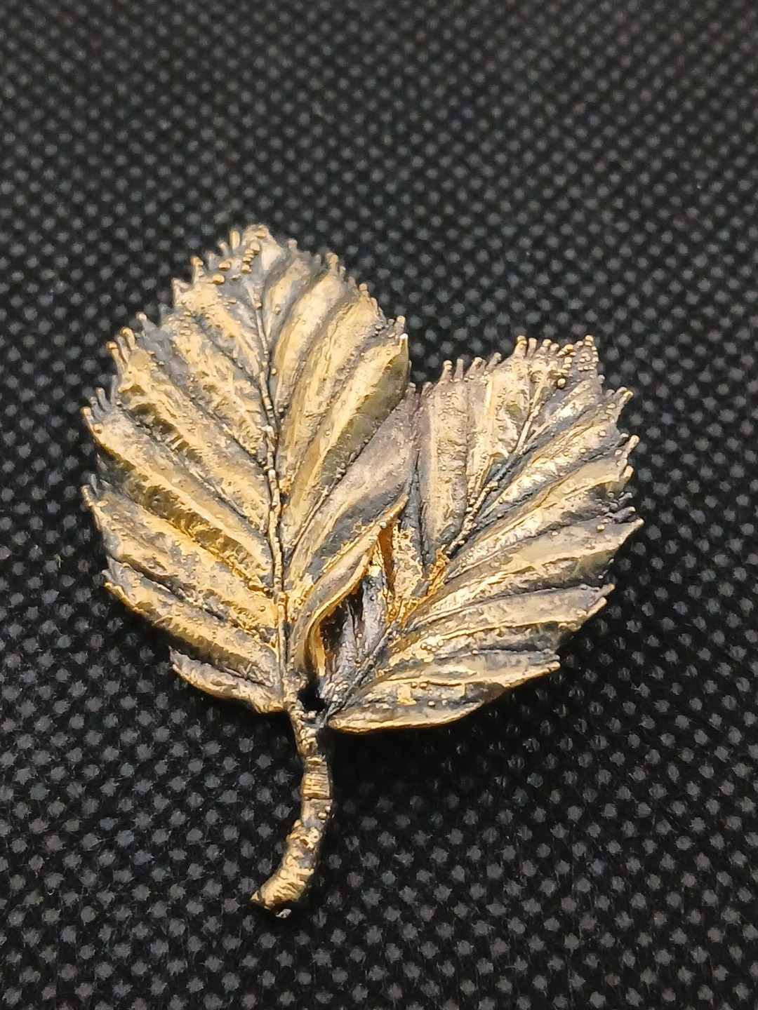 1953 24k gold vermil 925 sterling  Flora Danica Danish Botanical leaves brooch