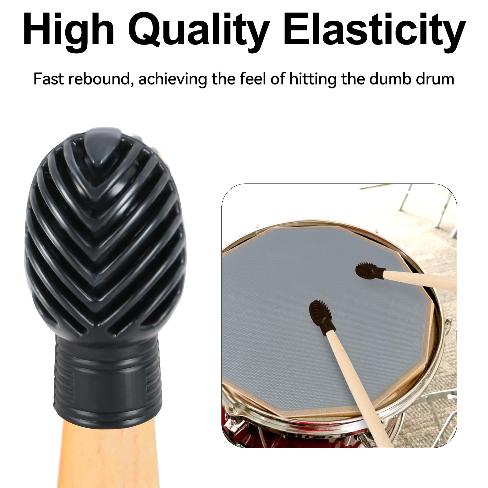 4 Pack Drumstick Dampeners for Silent Practice Drums Silicone 4 Pack, Black
