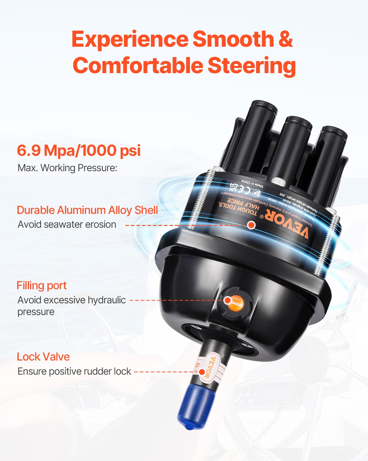 VEVOR 90HP Hydraulic Outboard Steering Kit Marine Boat Hydraulic Steering System