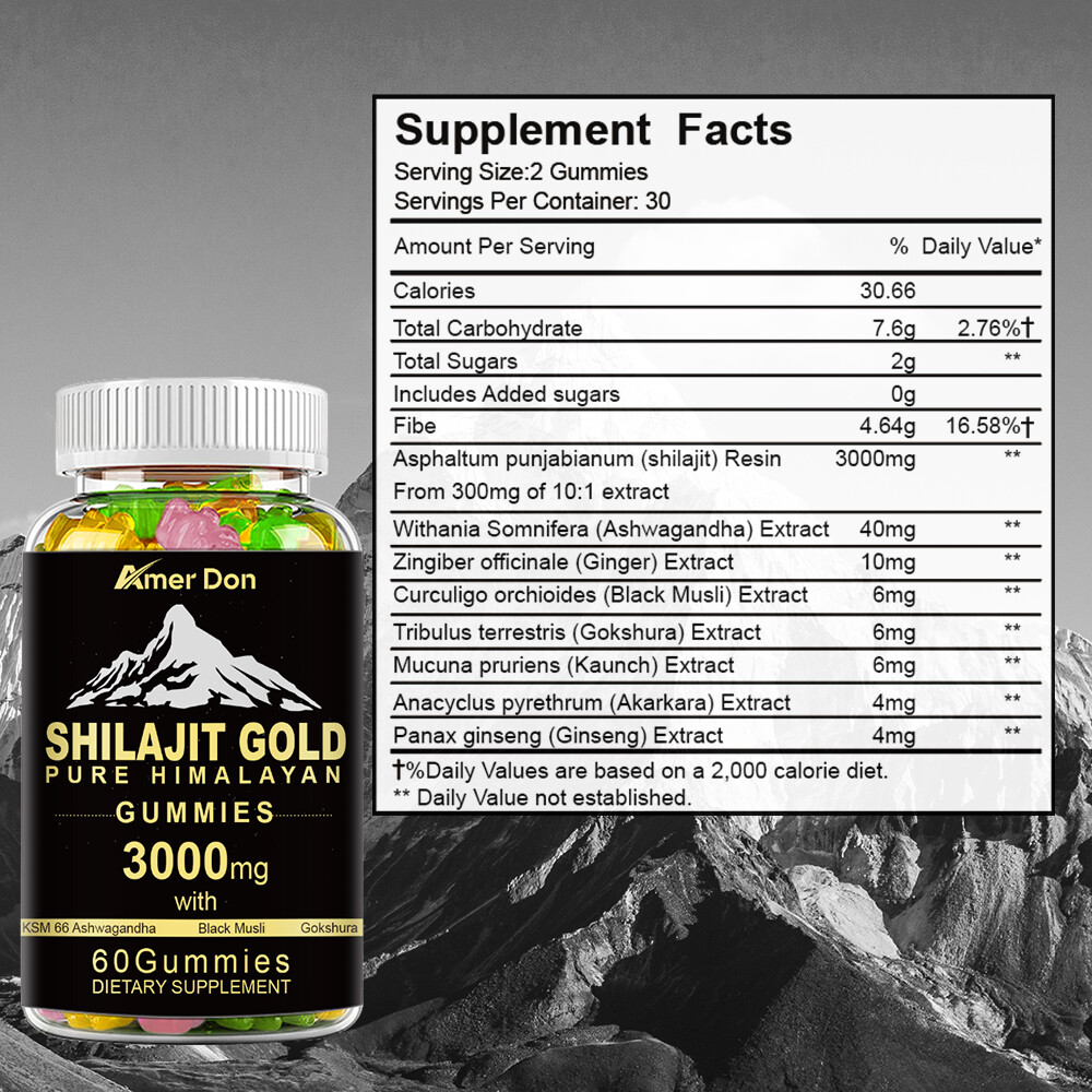 Shilajit Gummies Max Strength | Pure 100% Authentic Himalayan Origin 120 Gummies