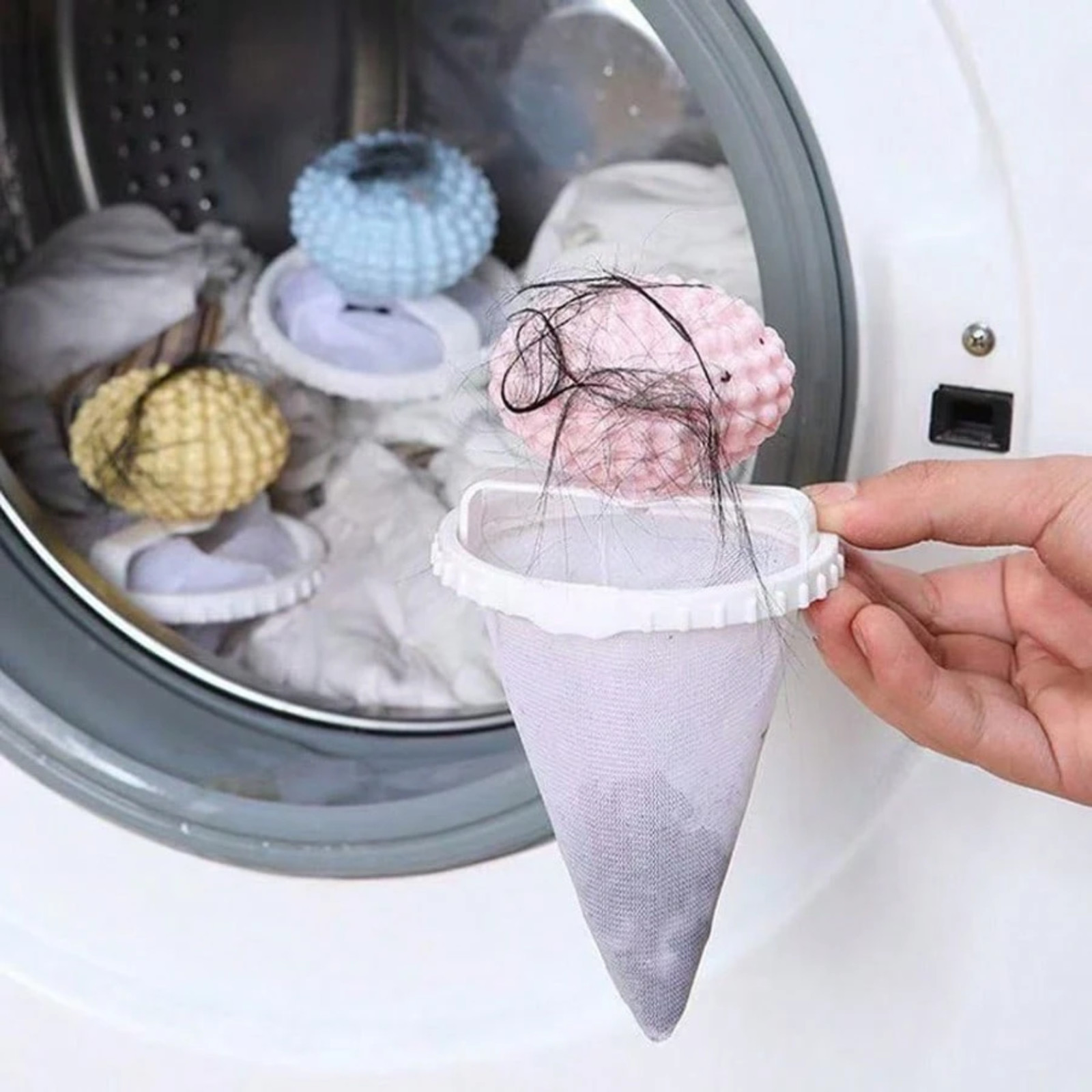 Floating Laundry Lint Catcher Hair Pet Fur Remover Ball Mesh Bag Washing Machine