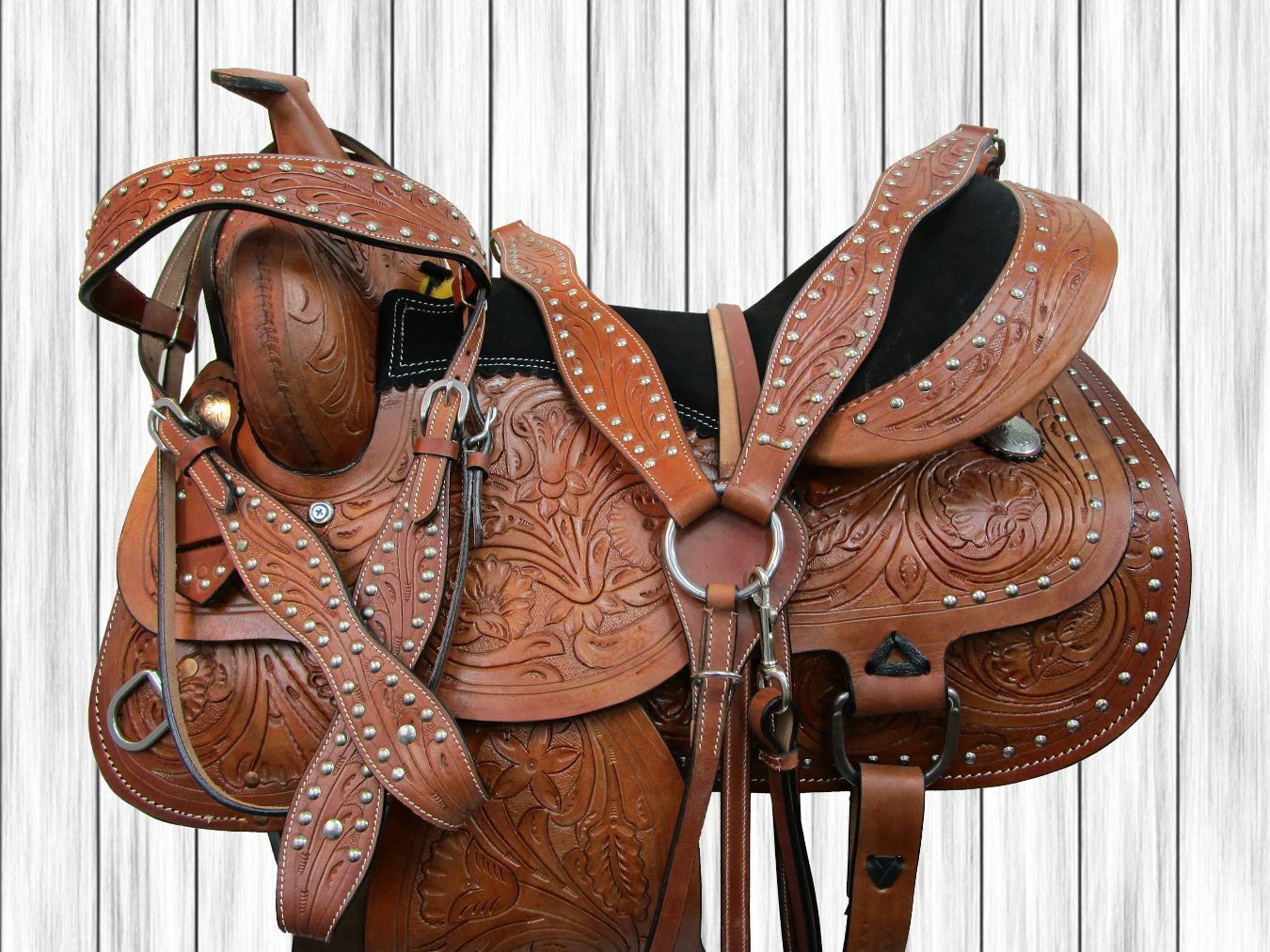 USED WESTERN SADDLE 15 16 17 18 PLEASURE HORSE BARREL RACING TOOLED LEATHER TACK