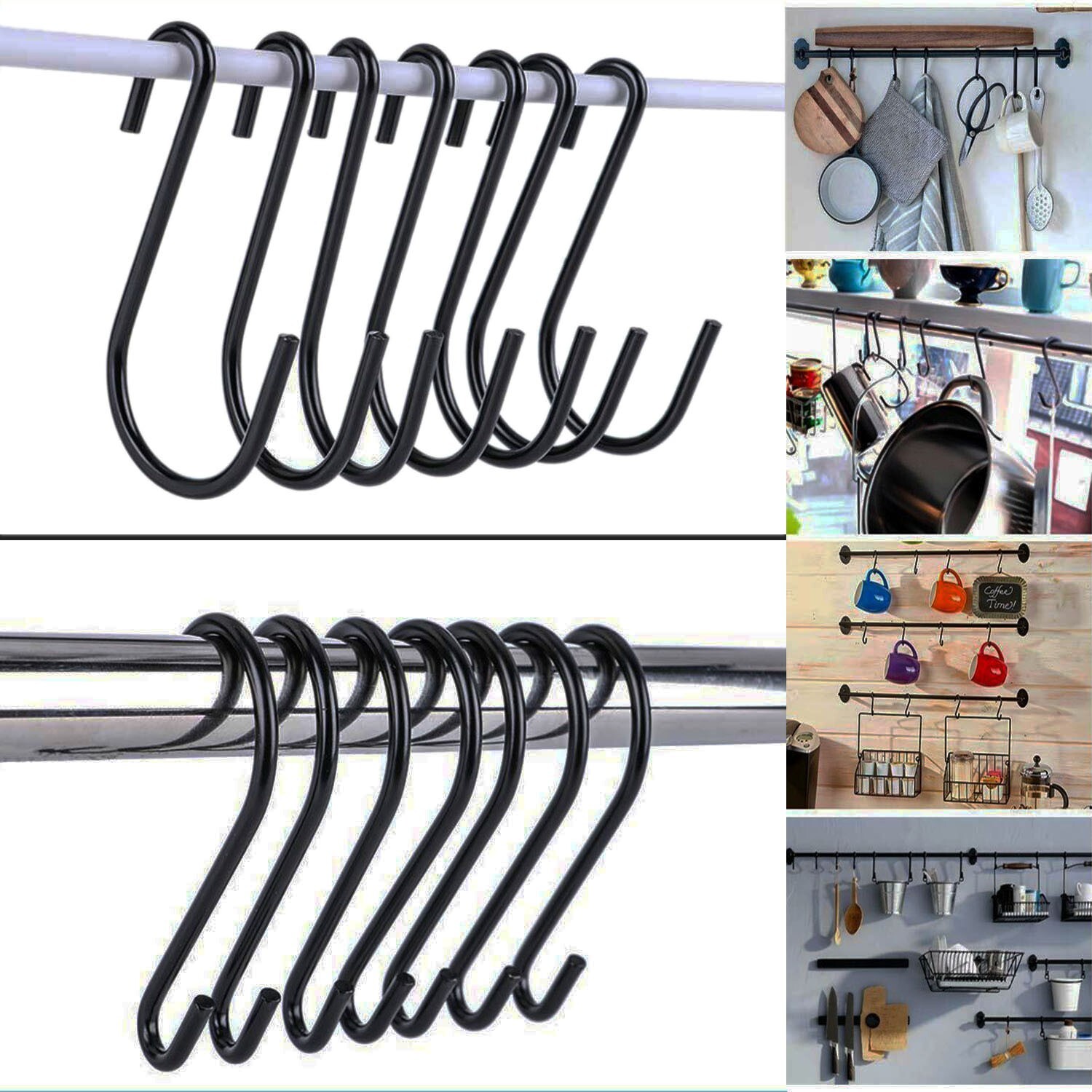 10 PCS Heavy Duty Steel S Shaped Hooks Hanging Hangers Pan Pot Holder Rack
