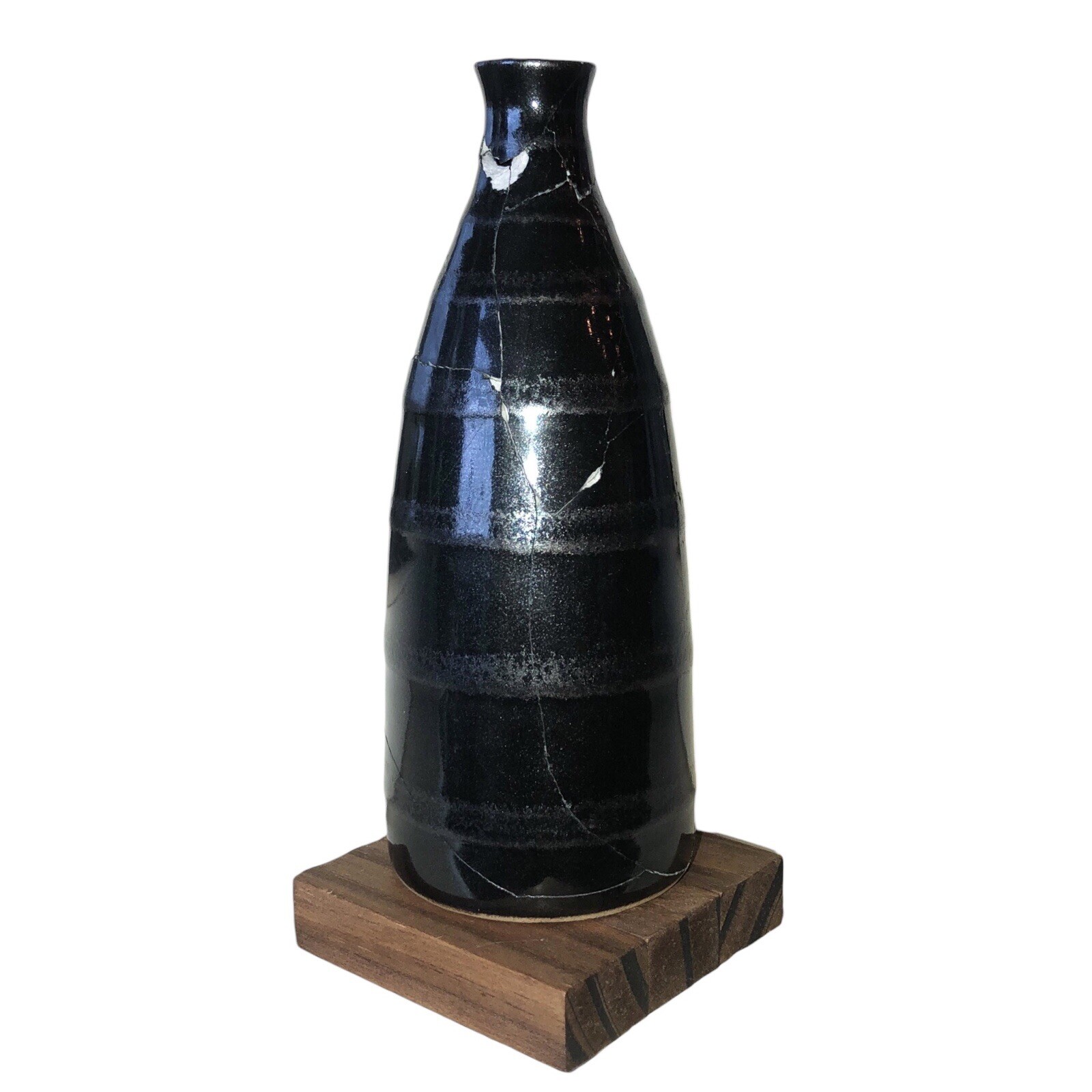 Kintsugi Vase Striped Black Pottery Gold Crack Art Personal Growth Gift