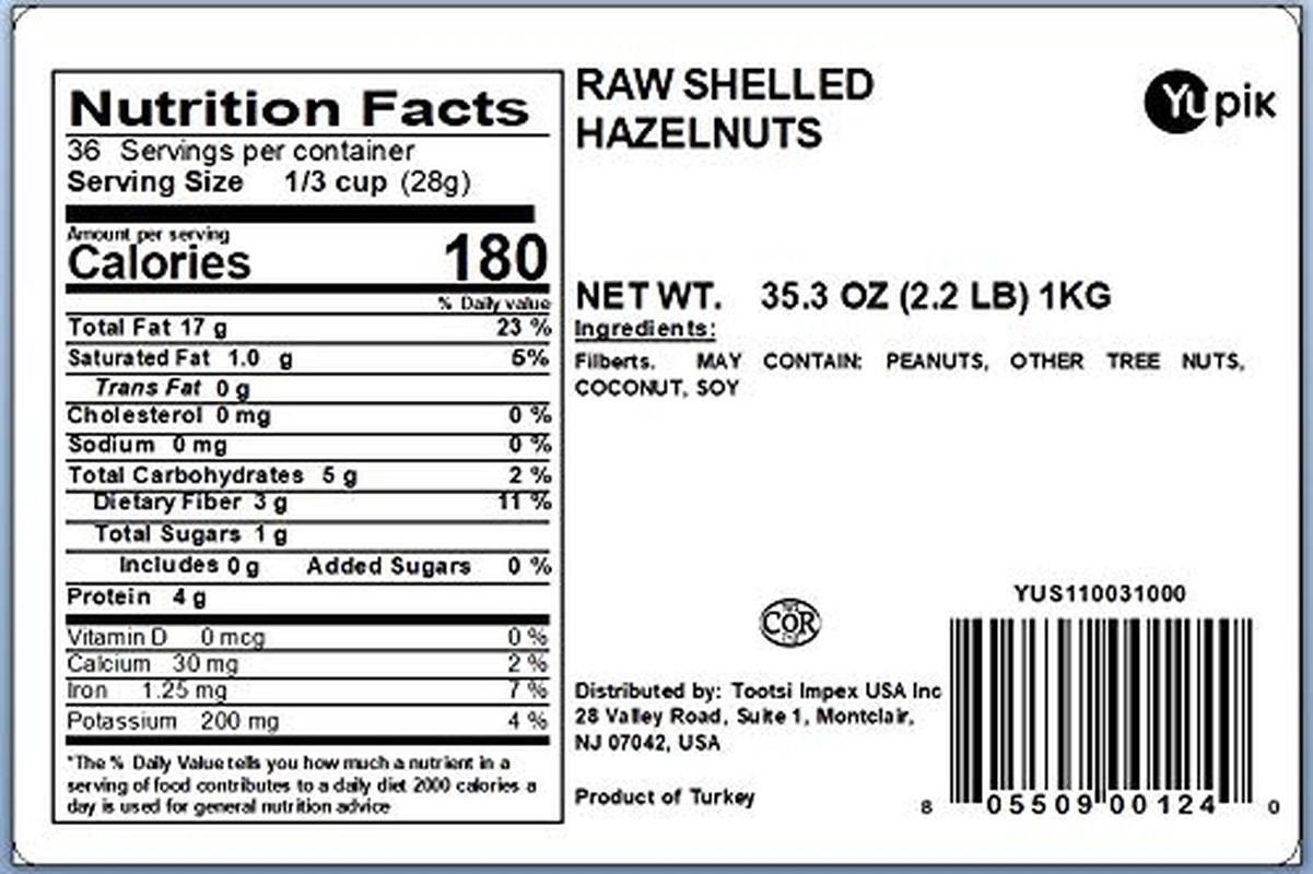 Yupik Raw Hazelnuts, 2.2 Lb (35.2 Oz), Gluten-Free, Kosher, Filberts, Whole Nuts