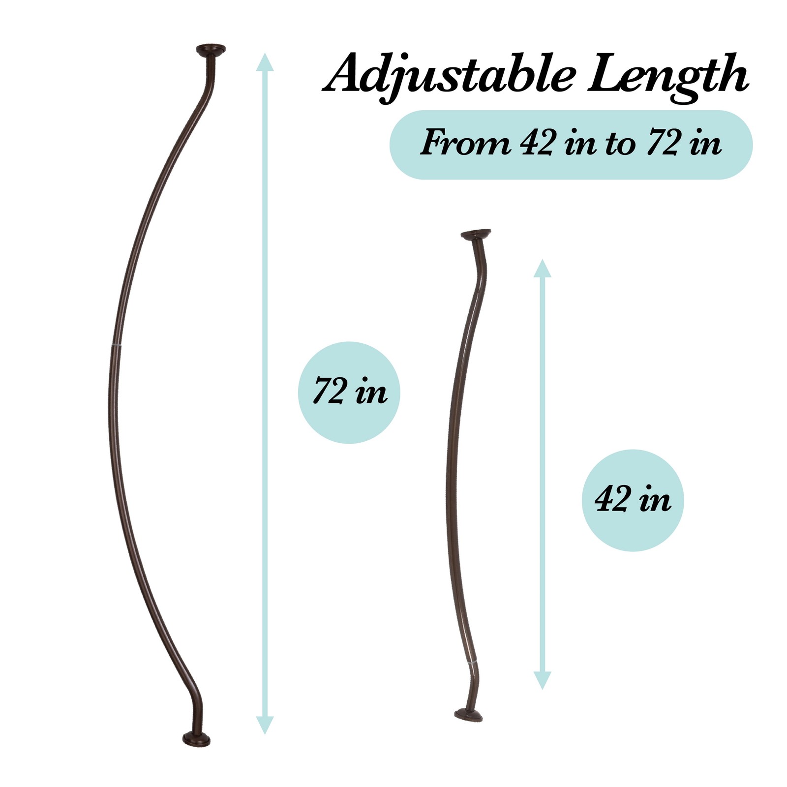 Bath Bliss 44" - 72" Wall Mountable Curved Adjustable Shower Rod in Bronze